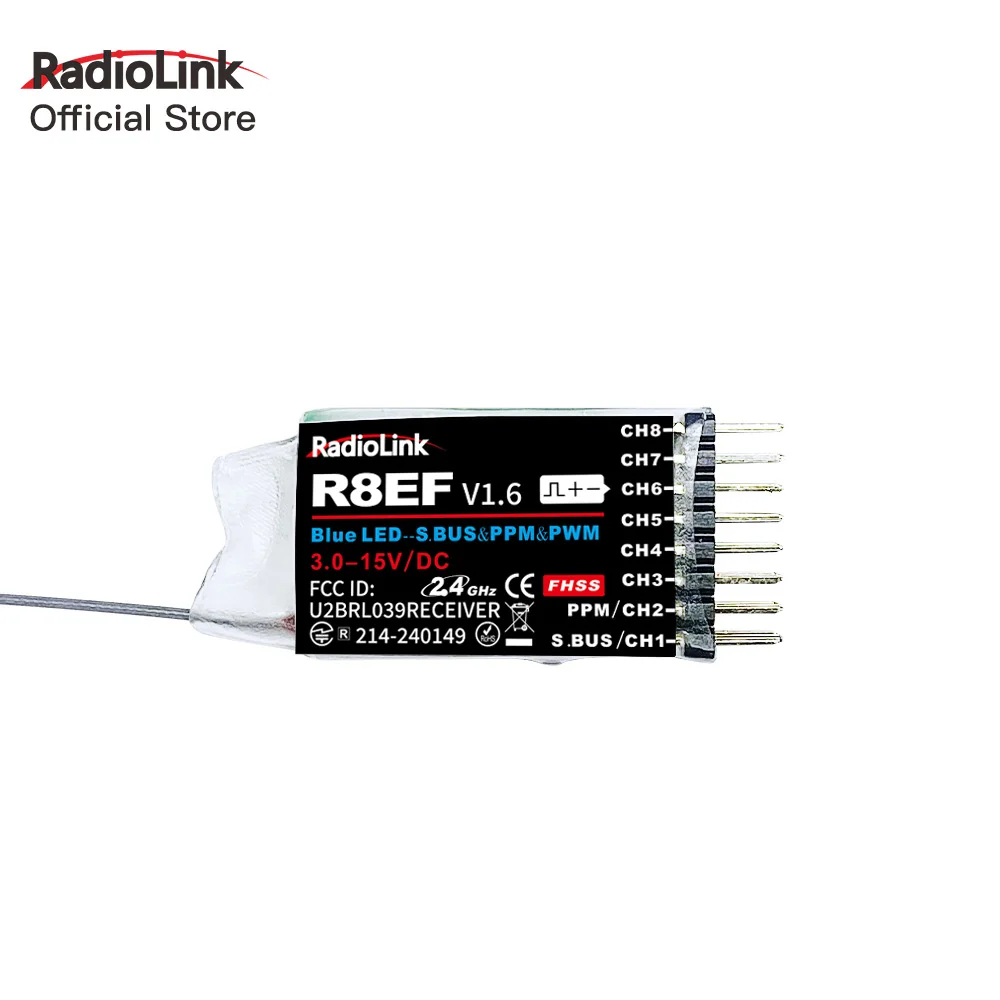 Radiolink R8EF 2.4Ghz 8 Channels RC Receiver Support S-Bus/PPM/PWM Signal for 8CH T8FB T8S RC Transmitter RC Car Boat Airplane