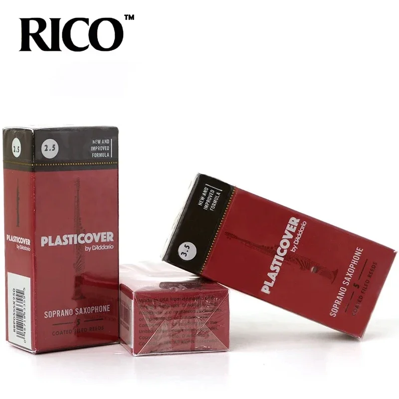 Ance per sax soprano RICO Plasticover, resistenza 2,5 # , 3.0 # , Confezione da 5 scatole da 5