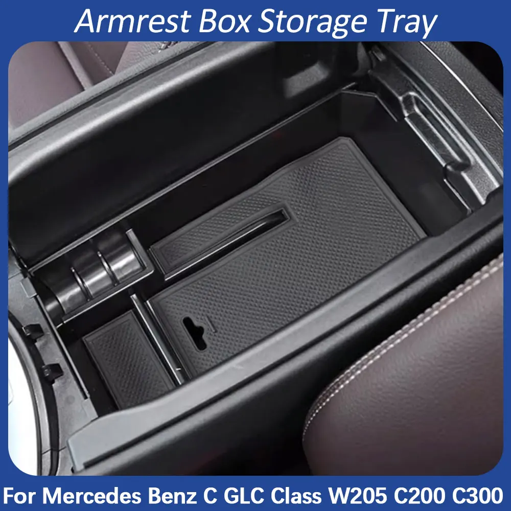 Car Armrest Box Storage for Mercedes Benz GLC C Class MB W205 C205 S205 C253 X253 Stowing Tray Holder Organizer Accessories