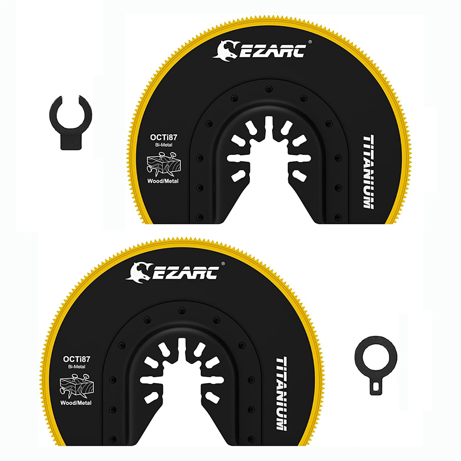 

EZARC 2Pcs Titanium Oscillating Multitool Blades Semi-Circle Flush Cut for Wood Metal Nails Screws Cutting Oscillating Saw Blade