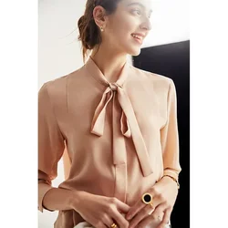 Silk Shirt Women's Heavy Mulberry Silk Shirt Summer and Autumn 2024 New French Streamer Temperament Niche Long-sleeved Top