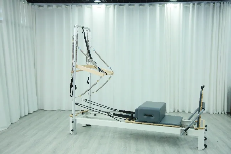 YTTIN Premium Top Aluminum Pilates Reformer With Tower Half Elevated Fitness Equipment For Home Studio Core Strength Training