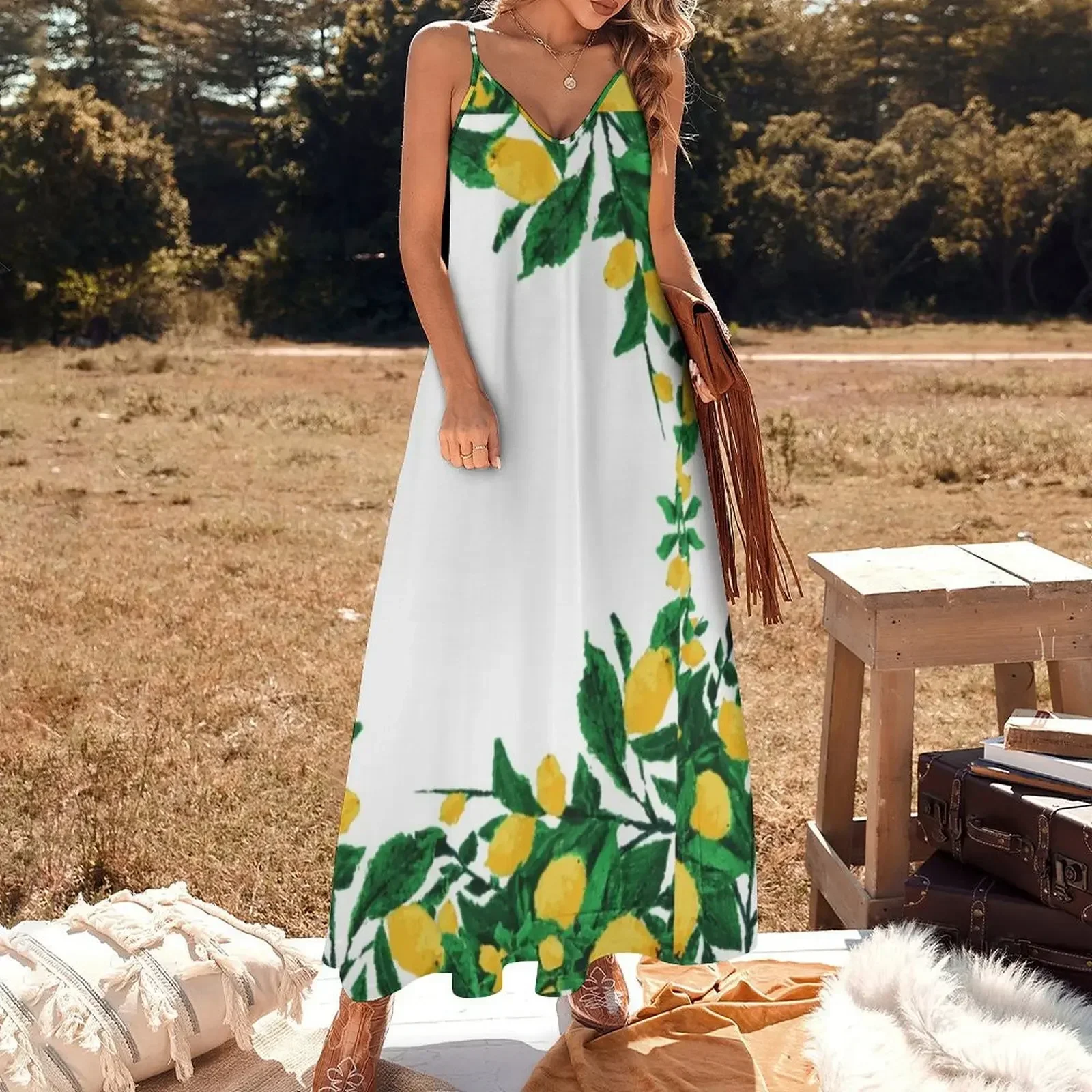 Amalfi Lemons Collection Sleeveless Dress Women's dress elegant dresses plus sizes party dresses women Summer skirt Dress