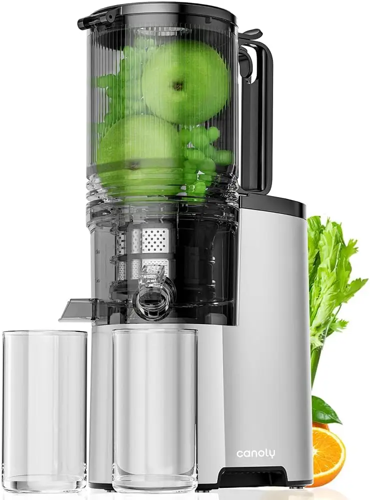 

Cold Press Juicer, 5.3" Extra Large Feed Chute Fit Whole Fruits & Vegetables, 350W Professional Slow Masticating Juicer Machines