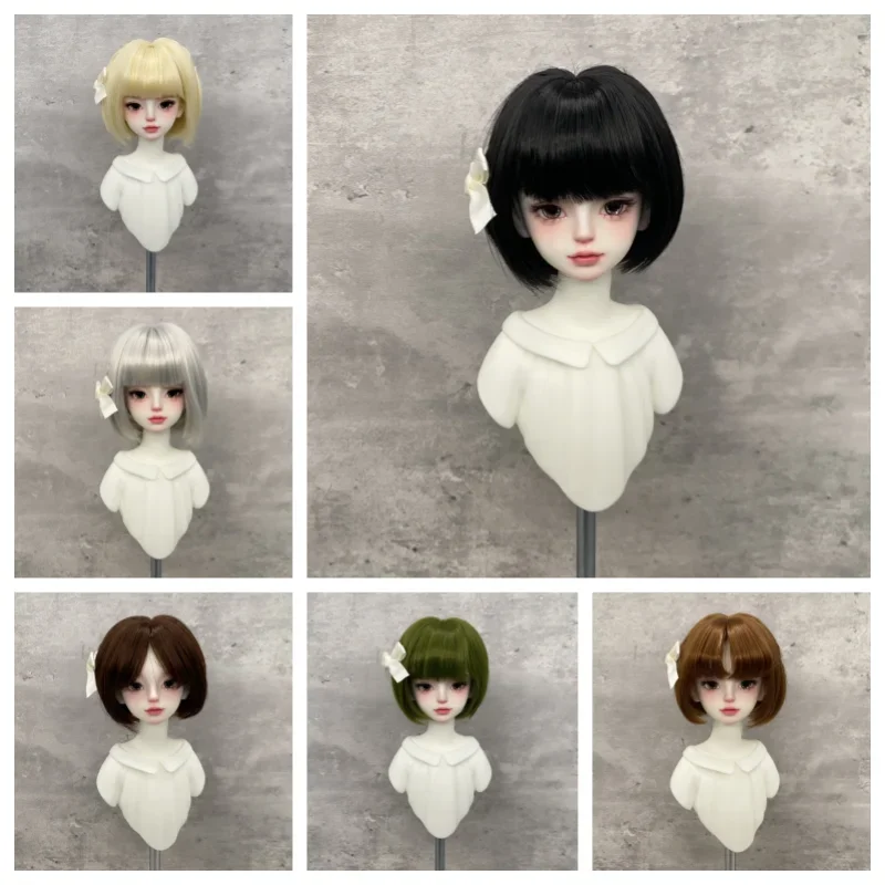 

BJD doll wig 6-7" 7-8'' 8-9'' wig for ball joint dolls female doll wig cute short hair Synthetic wig with bang for 1/3 1/6 1/4