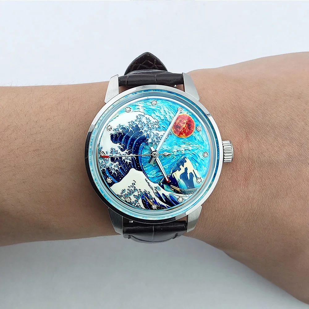 Orologio da uomo casual da 42 mm Stile periodo Edo Quadrante luminoso tutto verde Orologio meccanico automatico Orologio impermeabile in acciaio inossidabile 8215