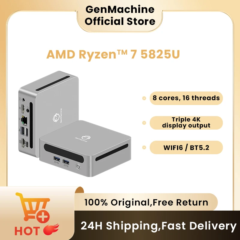 GenMachine Ryzen 7 5700U 5825U 5800H Ryzen 9 5900HX Windows 11 Ryzen MINI PC DDR4 WIFI6 RTL8852, BT5.2 Diy Gaming Pc ordenador