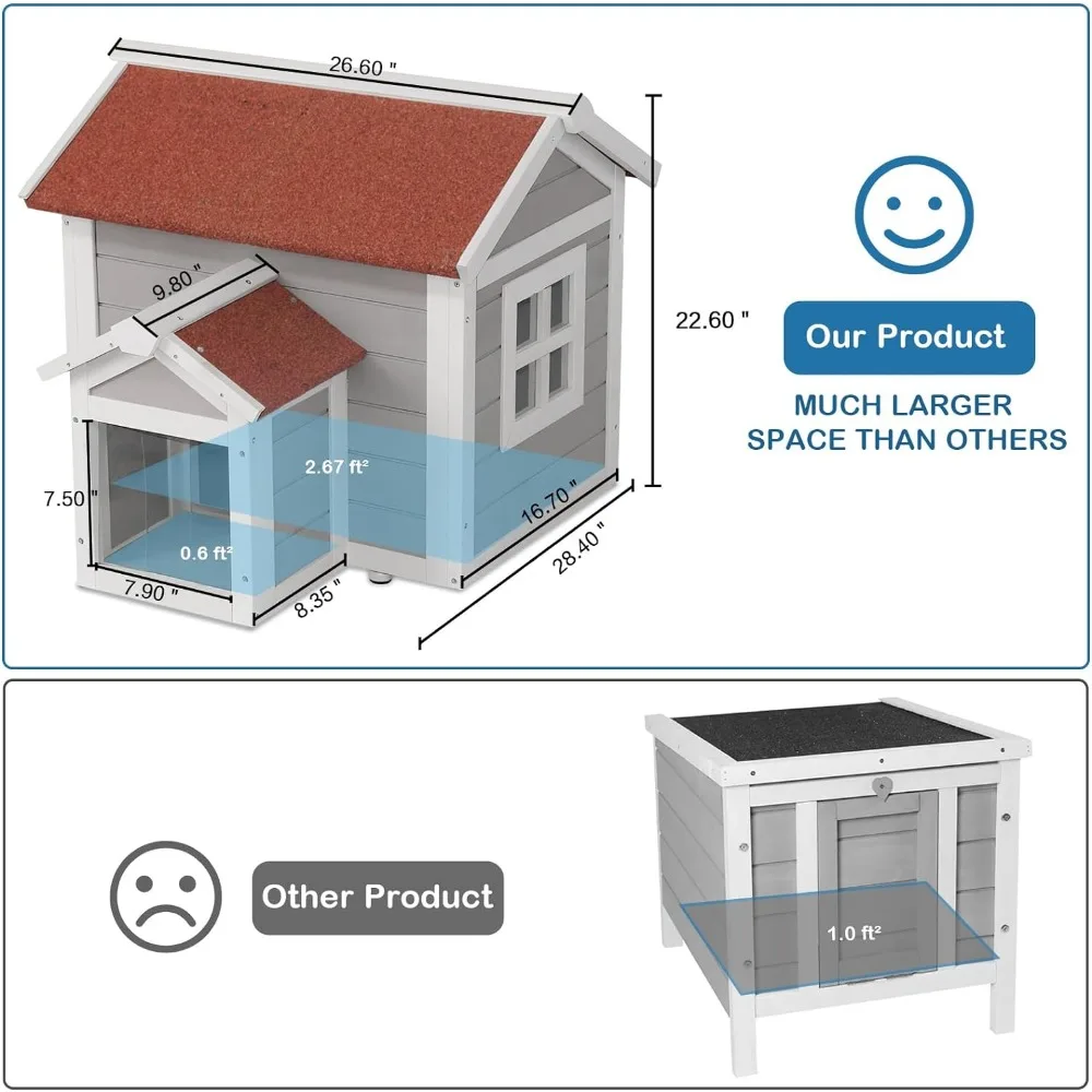 Imagem -06 - Casa Exterior Intempéries para Gatos Recinto com Telhado Aberto Produtos para Animais Canil Inverno