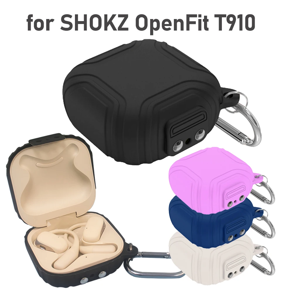 Silicone Headphone Shell With Lanyard Hook  for SHOKZ OpenFit T910 Headphone Box Case Waterproof Fall-protection Anti-loss