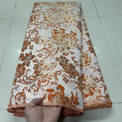 2025 African Nigerian Tulle Lace Fabric Organza Embroidery High Quality Brocade Jacquard 5Yard for Party Gown Dress YXZ189