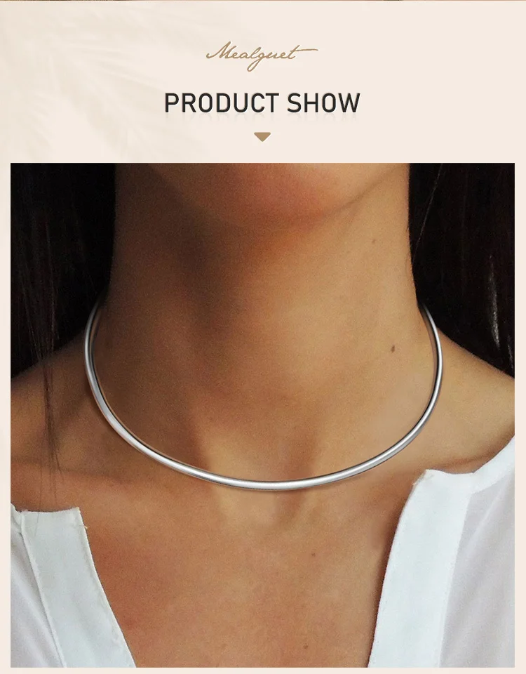 Halstulpe für Damen, offener Kragen, verstellbare Halsband-Drehmomente-Halskette, einfacher Edelstahl-Schmuck – Detail 1