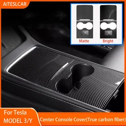GDBCHZDM Real Carbon Fiber ultra thin center console cover For Tesla Model 3 Y 2021-23 not affect Central Control push-pull use