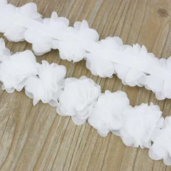 (1 meter) white Chiffon lace fabric Webbing Decoration flower gift ribbons crafts Non-woven fabrics base