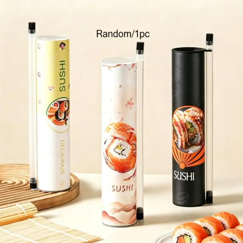 1Pcs Round Sushi Push Box With Sauce Straw Food Grade Sushi Mold Push Up Paper Bucket Bento Accessories