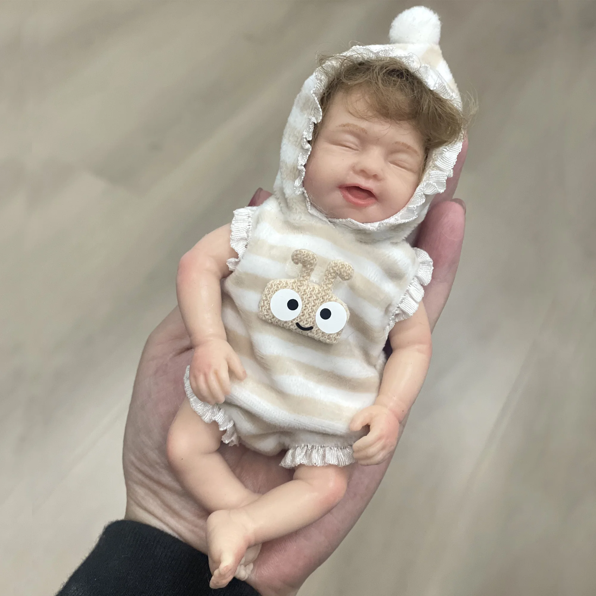 Anjo Doll 6 Inch Soft Solid Silicone Reborn Doll Mini Palm Cute Sleep Bebe Reborn Doll Kits Pеборн Bebê Reborn Kукла Pеборн