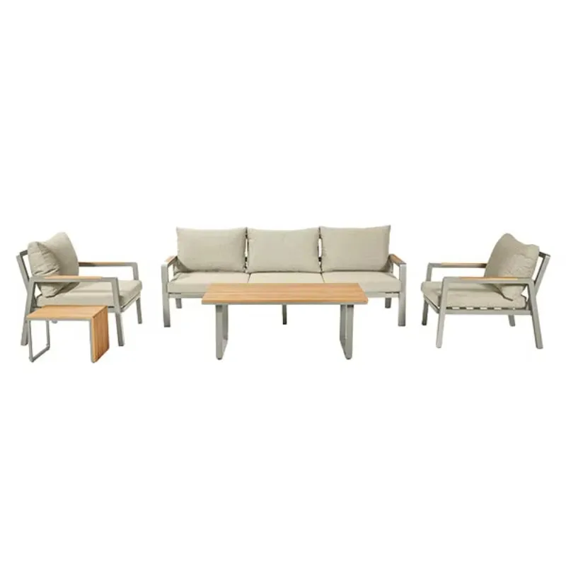 

Aluminum Outdoor Furniture Set Patio Sofa Teak Seat Cushion Garden Session Hotel Exterior