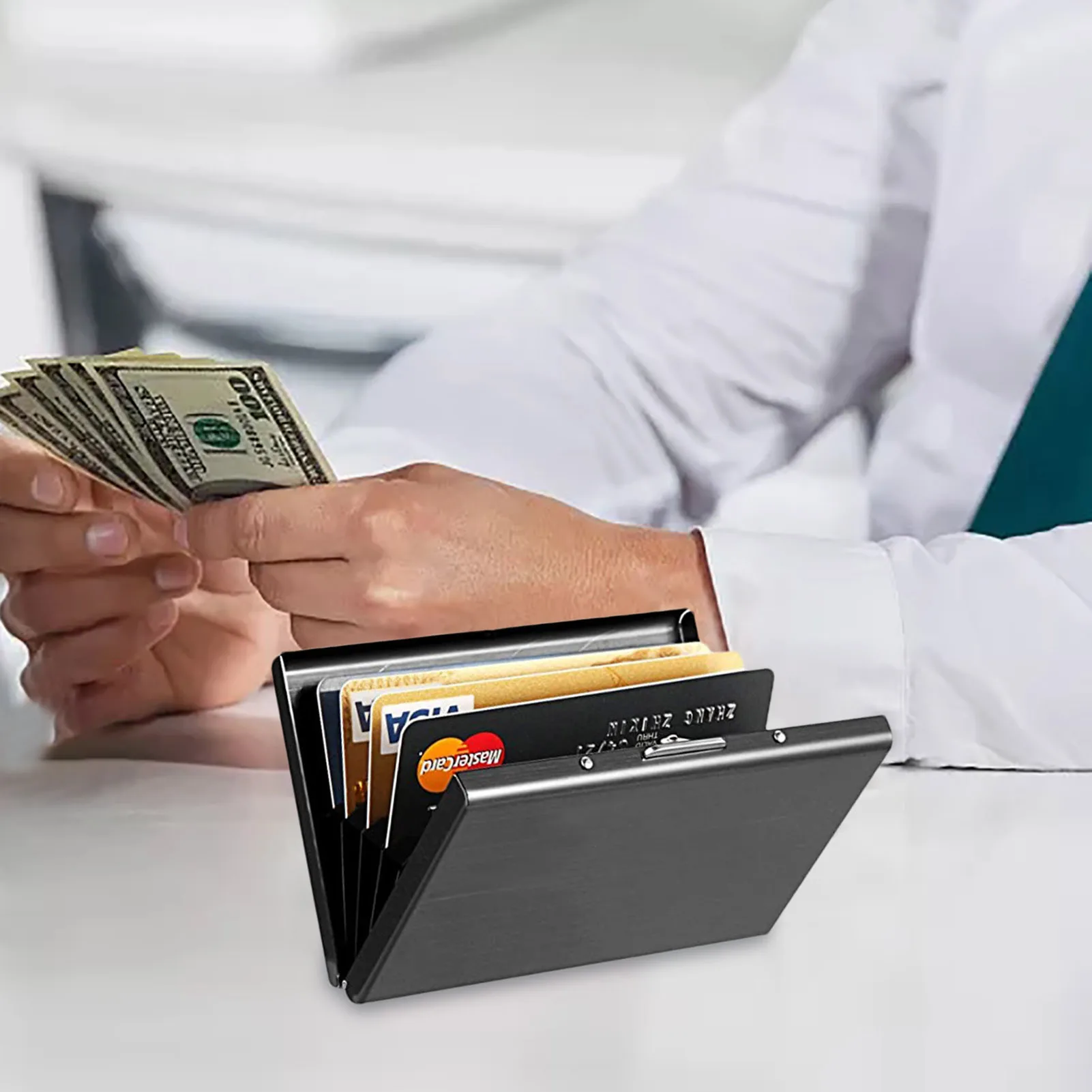 محافظ معدنية للرجال النساء تتفاعل حجب المعادن الأعمال حامل بطاقة الائتمان مكافحة المغناطيسي بطاقات الائتمان الأعمال حامي الثابت