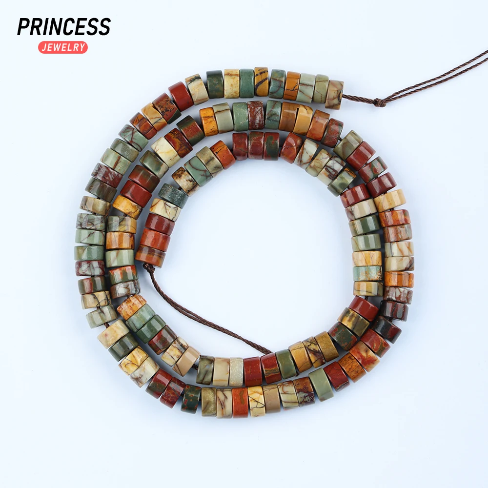 A++ Natural Picasso Jasper 4 6 8mm Rondelle Loose Beads for Jewelry Making Bracelet Wholesale Stone Beads DIY Accessories