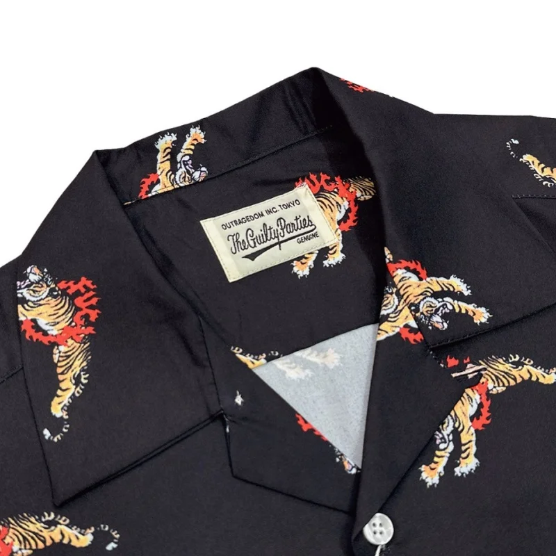 WACKO MARIA High Quality Summer Heavenly Tokyo Full Print Ring of Fire Tiger Totem Hawaii Short Sleeve Shirt