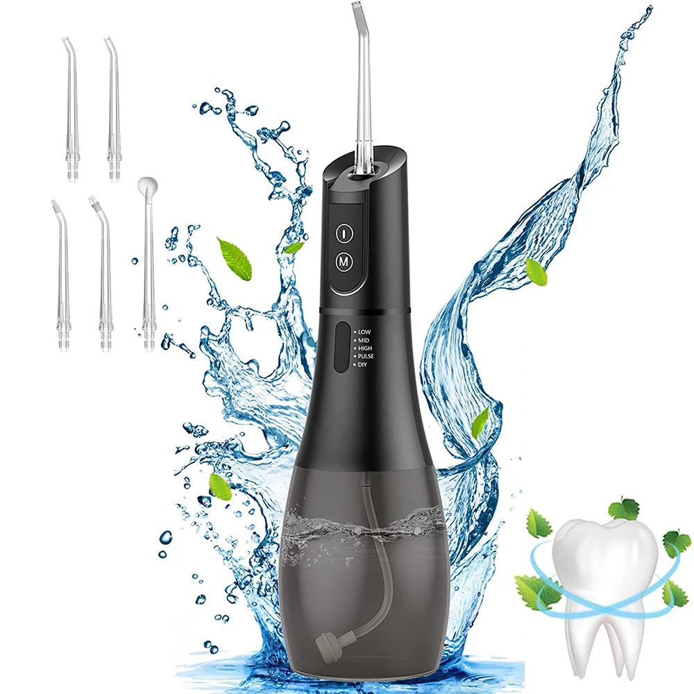 Mouth Washing MachineFloss,Oral Irrigator Portable Water Flosser Rechargeable 5 Modes 400ML Dental Water Jet for Cleaning Teeth