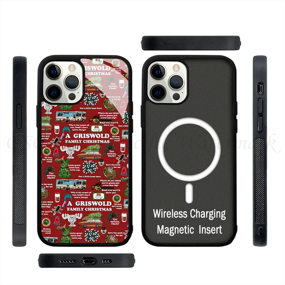 Christmas Vacation Collage Phone Case Strong Magnetic For IPhone 15 14 13 Pro Max 11 12 Mini Alex