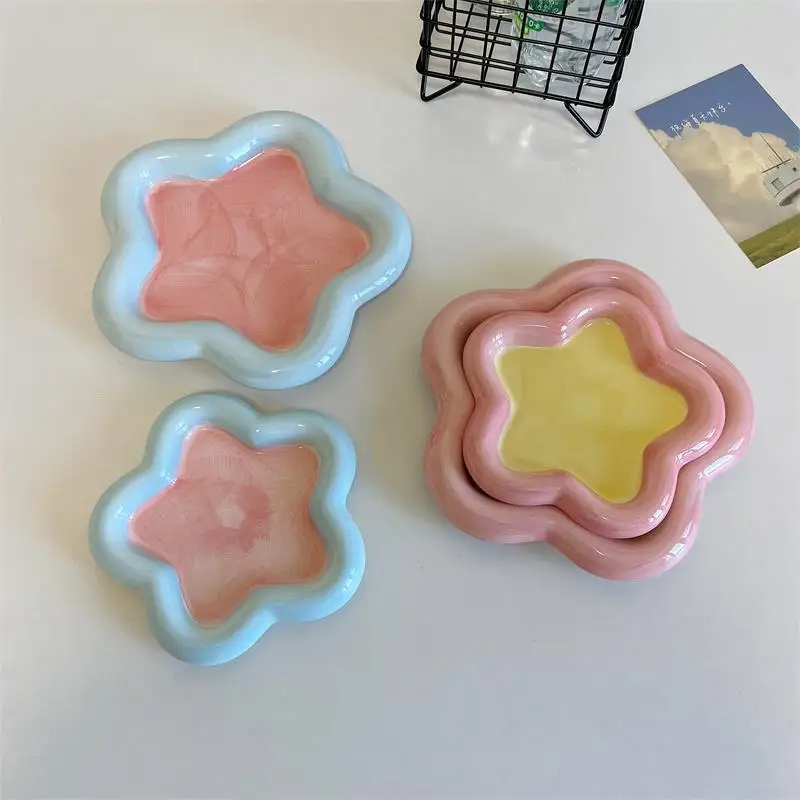 Dessert High Beauty Plate Home Desktop Atmosphere Decoration Colorful Bowl Nail Art Display Plate Cat Bowl Ceramic Grain Bowl