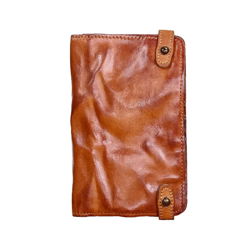 

Layer Cowhide Hand-rubbed Color Make Old Long Wallet Men Vintage Multi-card Bill Wallet