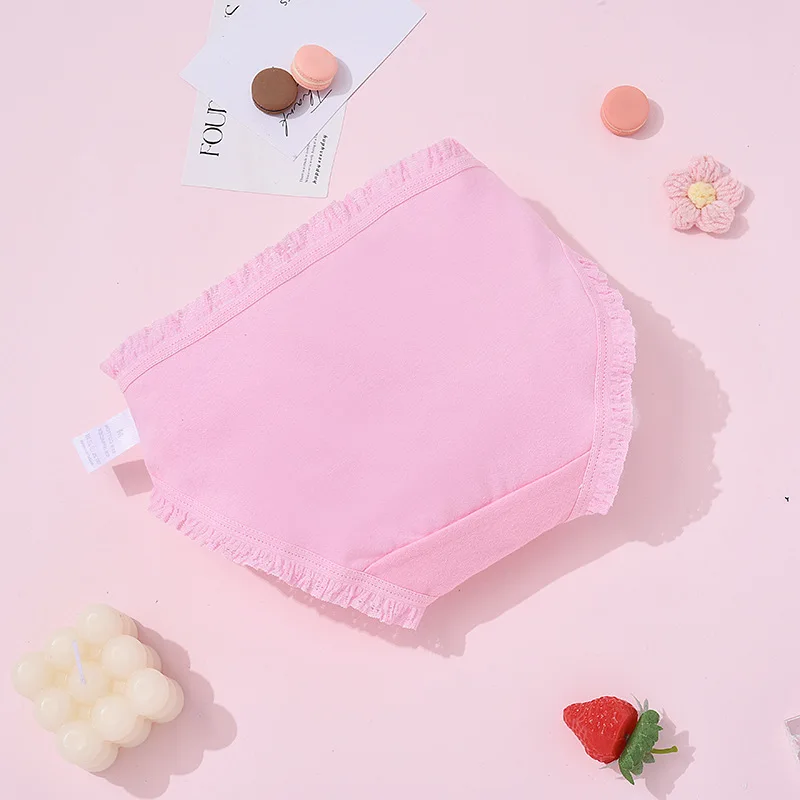 4Pcs/Lot Cute Mermaid Girls Panties Cotton Briefs Soft Breathable Kids Underwear Cartoon Lace Trim Children Clothing For 2-10Y