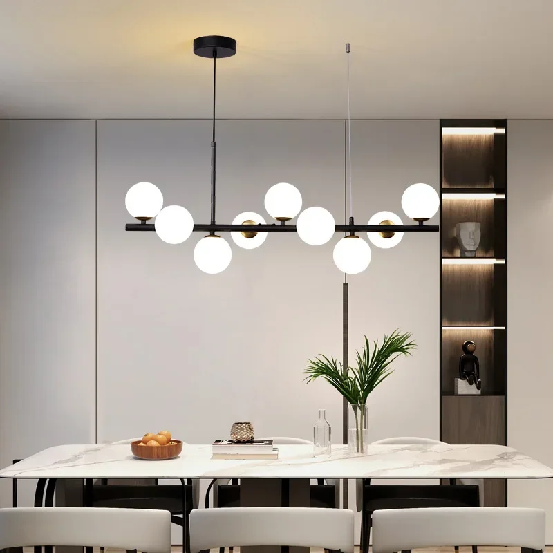 Minimalist Modern Glass Ball Ceiling LED Chandelier for Table Dining Living Room Kitchen Island Pendant Lamp Home Decor Creative