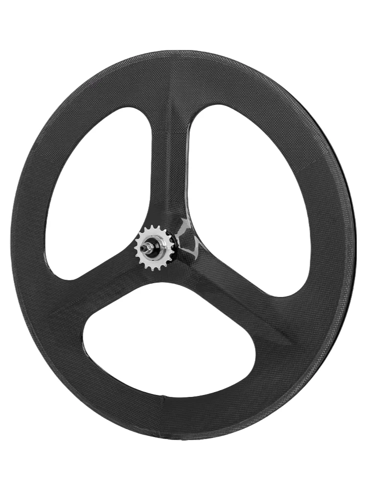700C Carbon Tri-Speichen-Laufradsatz, Clincher-Felgenbremse, 23mm, Vollcarbon, für Fixed-Gear-Bahnrad