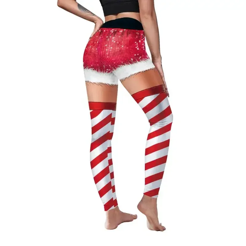 Elf Leggings Christmas Pants Santa Claus Cosplay Costume Xmas Women Leggings Sexy Tights Gym Trousers Mujer Party Pants