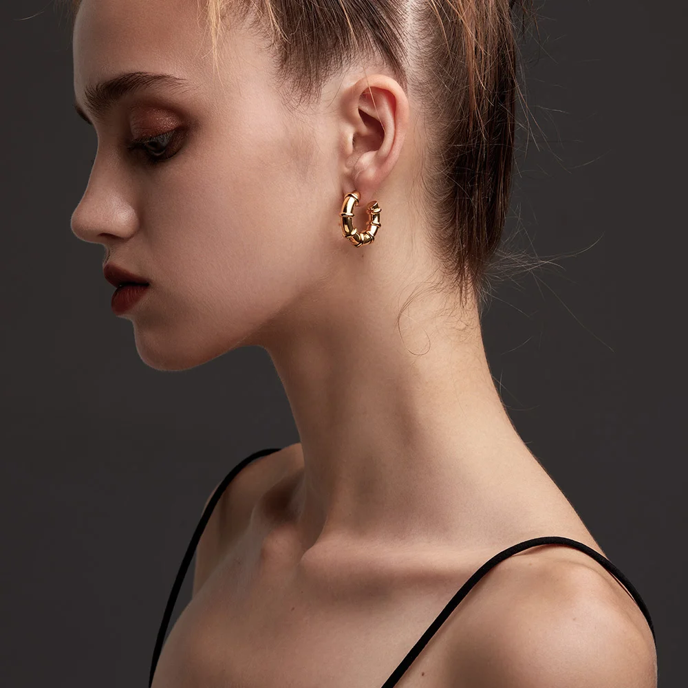 ENFASHION Punk Doughnut Earring For Women Stainless Steel Hoop Earrings 2021 Gold Color Fashion Jewelry Pendientes Party E211298