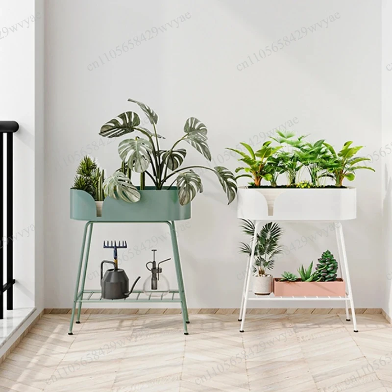 

Nordic Iron Plant Stand Double-Layer Freestanding Flower Pot Holder Stable Rack for Living Room Balcony