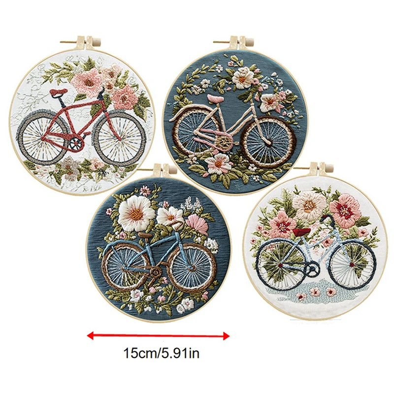 DIY Embroidery Kit Needlework Printed Pattern For Beginner Bike Pattern Cross Stitch Set Handmade Sewing Craft Home Decor