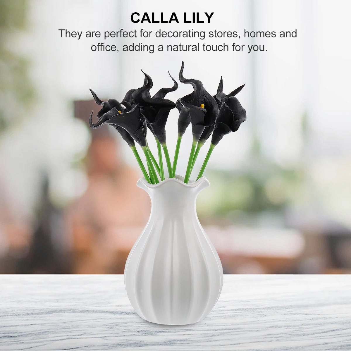 

10 Pcs Artificial Plants Black PU Iron Wire Bedroom Living Room Decor Scene Layout Prop nament