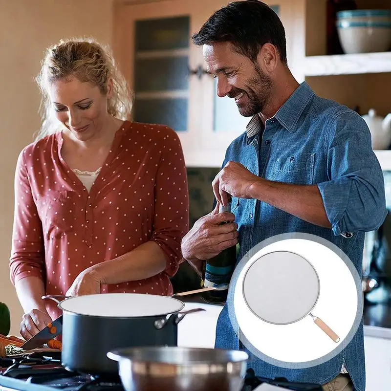 21cm/25cm/29cm/33cm Oil Splatter Screen Stainless Steel Splatter Screen Mesh Pot Cover Oil Frying Pan Lid With Handle Cook Tools