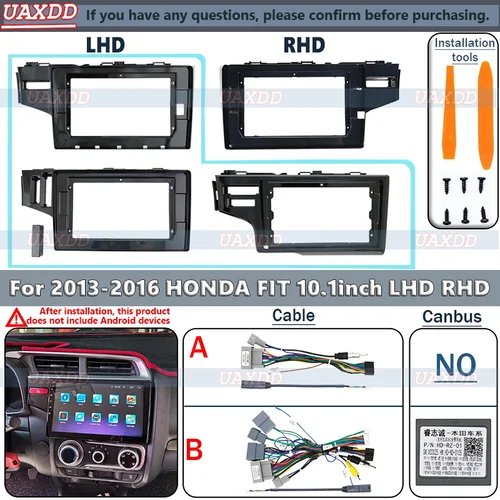 Para HONDA 2014 FIT JAZZ coche CD dvd radio Android fascia multimedia MP5 vídeo Audio estéreo 9inc10.1 pulgadas panel marco cables Harnes