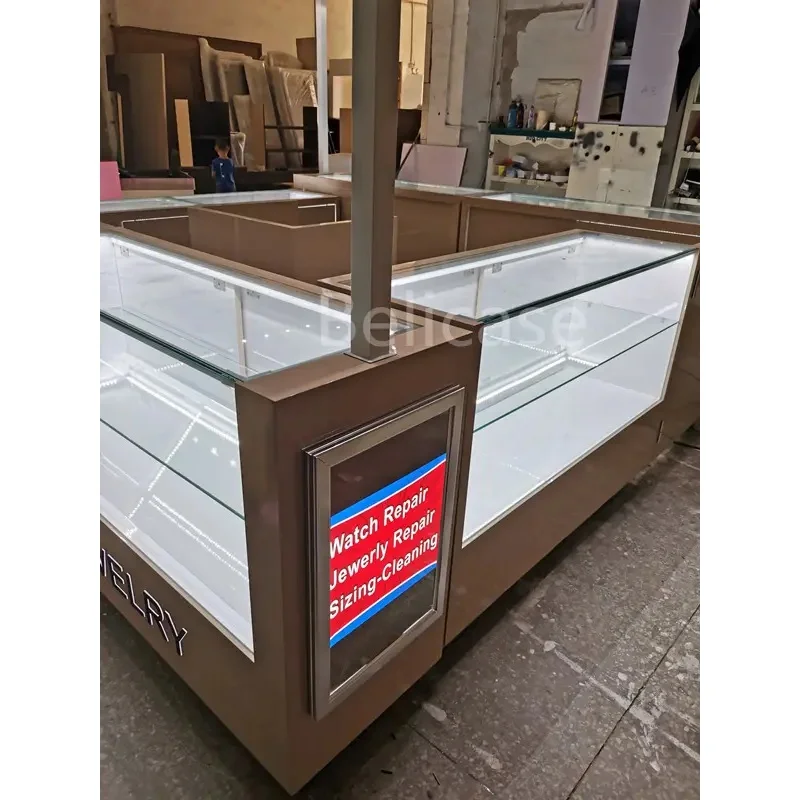 Benutzer definierte, moderne Juwelier geschäft Schrank Display Zähler Schmuck Vitrine mit leichten Luxus Schmuck Zubehör Kiosk