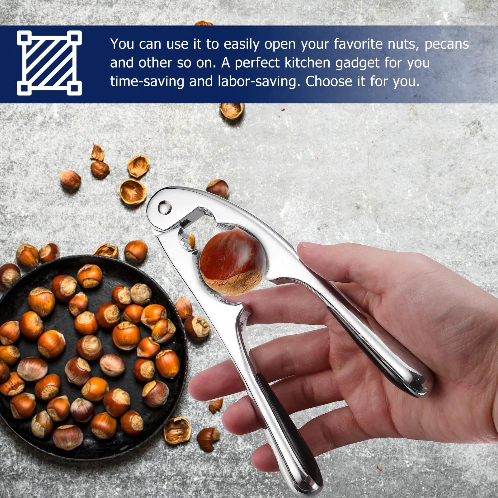 1Pcs Zinc Alloy Walnut Cracker Heavy Duty Nut Opener for Walnuts Hazelnuts Almonds Pecans Brazil Nuts Ergonomic Kitchen Gadget view 4