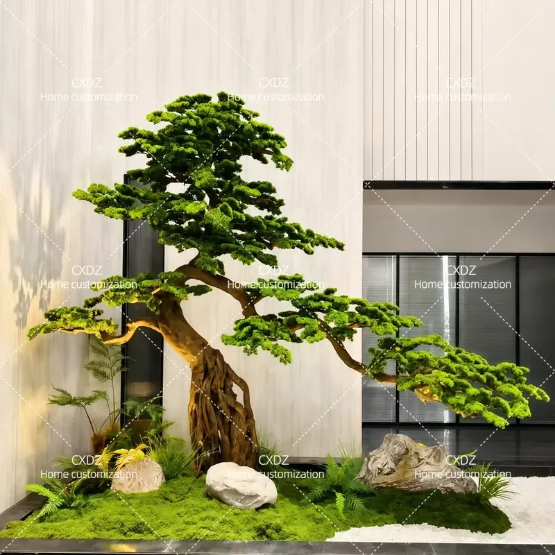 Simulated green plant landscaping Welcome pine tree Landscape window Commercial corner corner scene Decoration Indoor layout