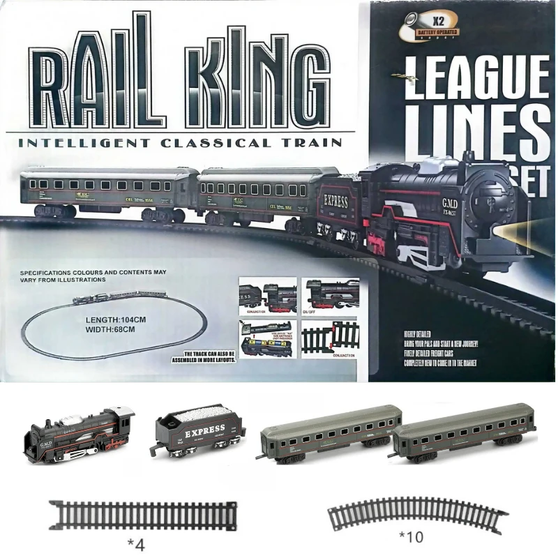 

Винтажный железнодорожный пассажирский и грузовой паровоз, набор моделей легковых автомобилей-коллекция детских игрушек с ностальгическим праздничным подарком