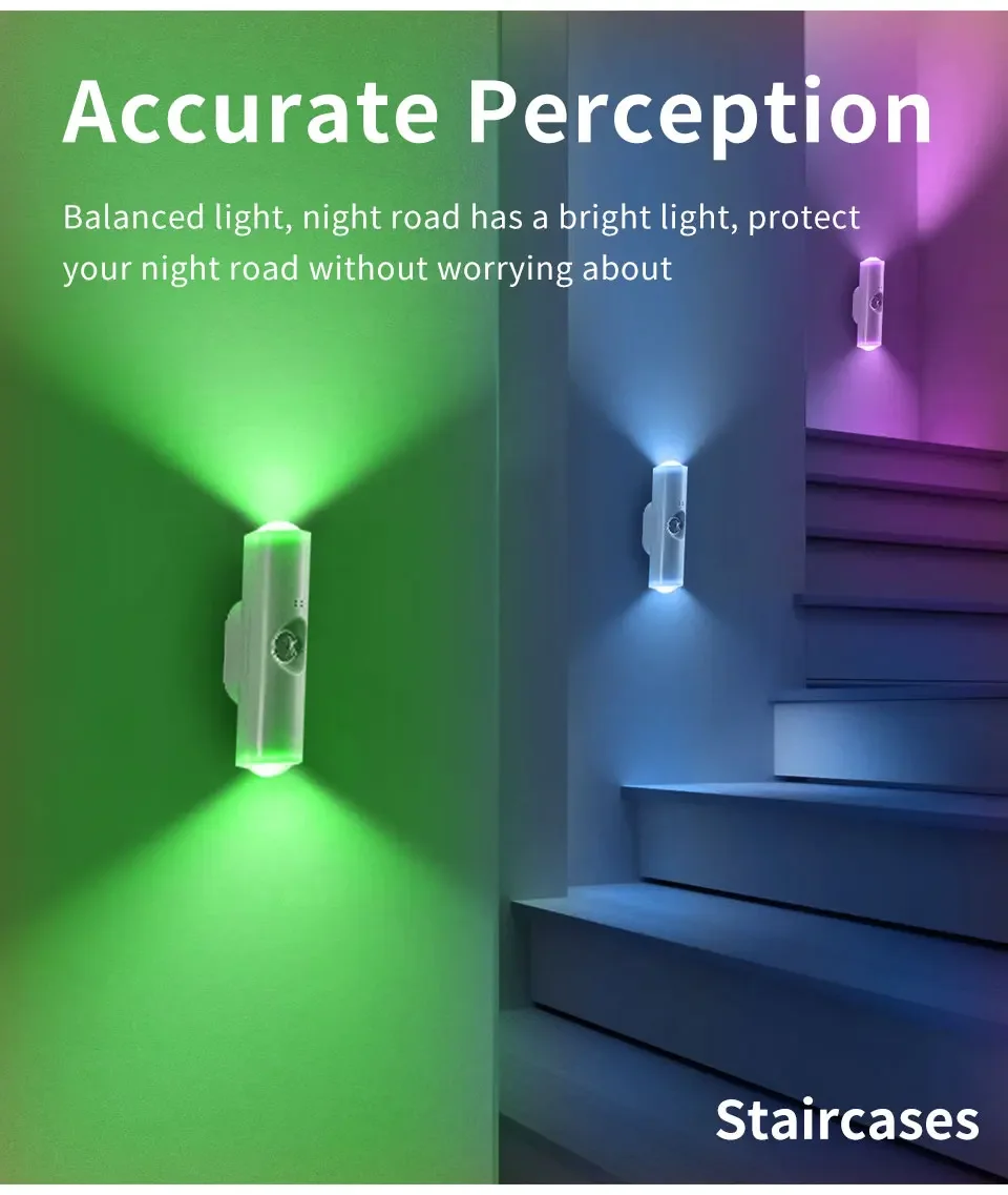 Motion Sensor Night Light 7 Color Change LED Wireless Wall Lamp Magnetic Rechargeable Spotlight For Bathroom Bedroom_maomaolike.com