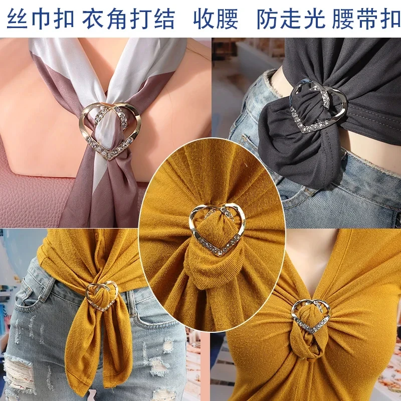 Love Clothes with Knotted Corners, Internet Red T-shirts with Shortened Hem, Multifunctional Clothing Tying Tool, Scarf Buckle