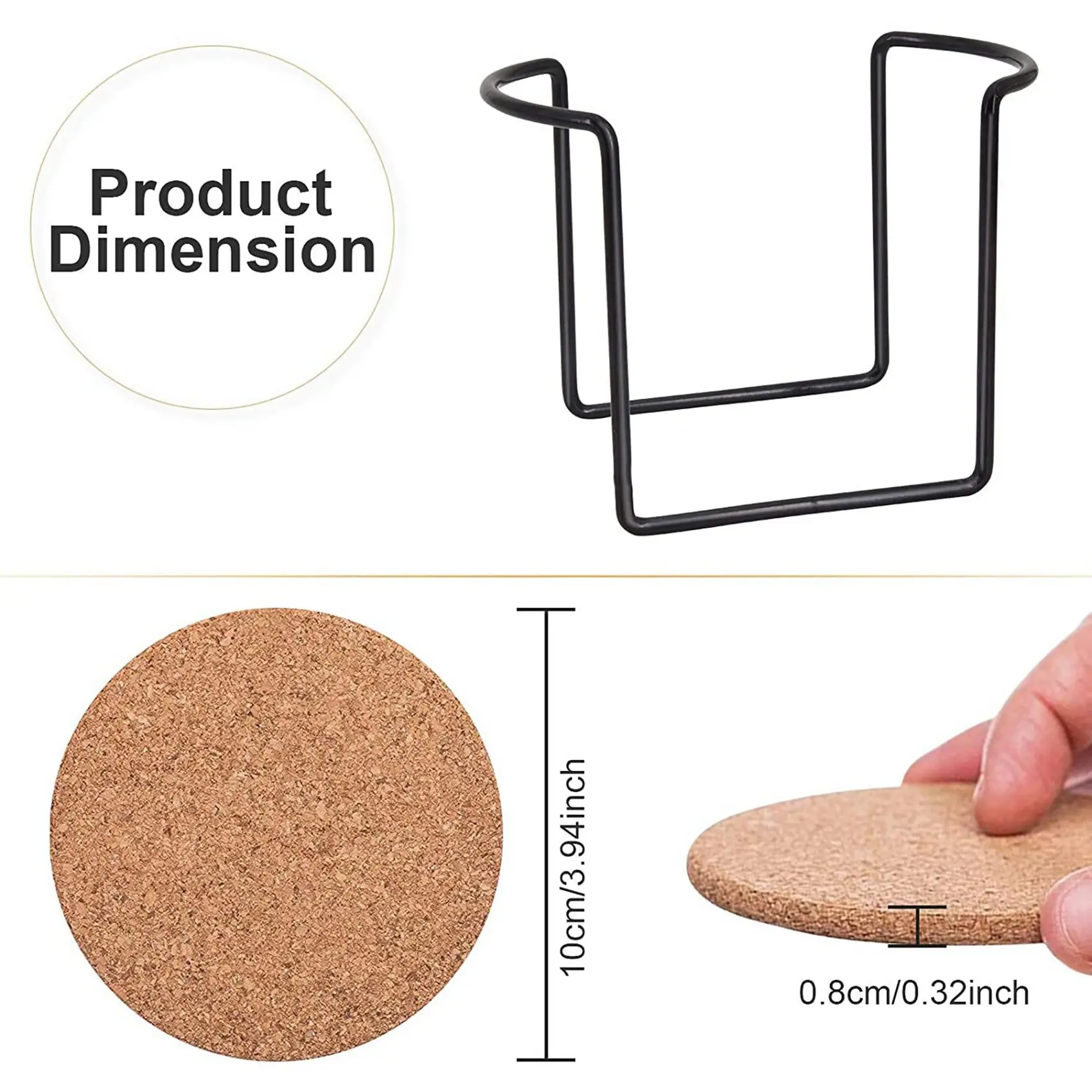 

20X круглые пробковые подставки для напитков, с металлическим держателем для хранения, многоразовые блюдца для холодных напитков, бокалы для вина, чашка