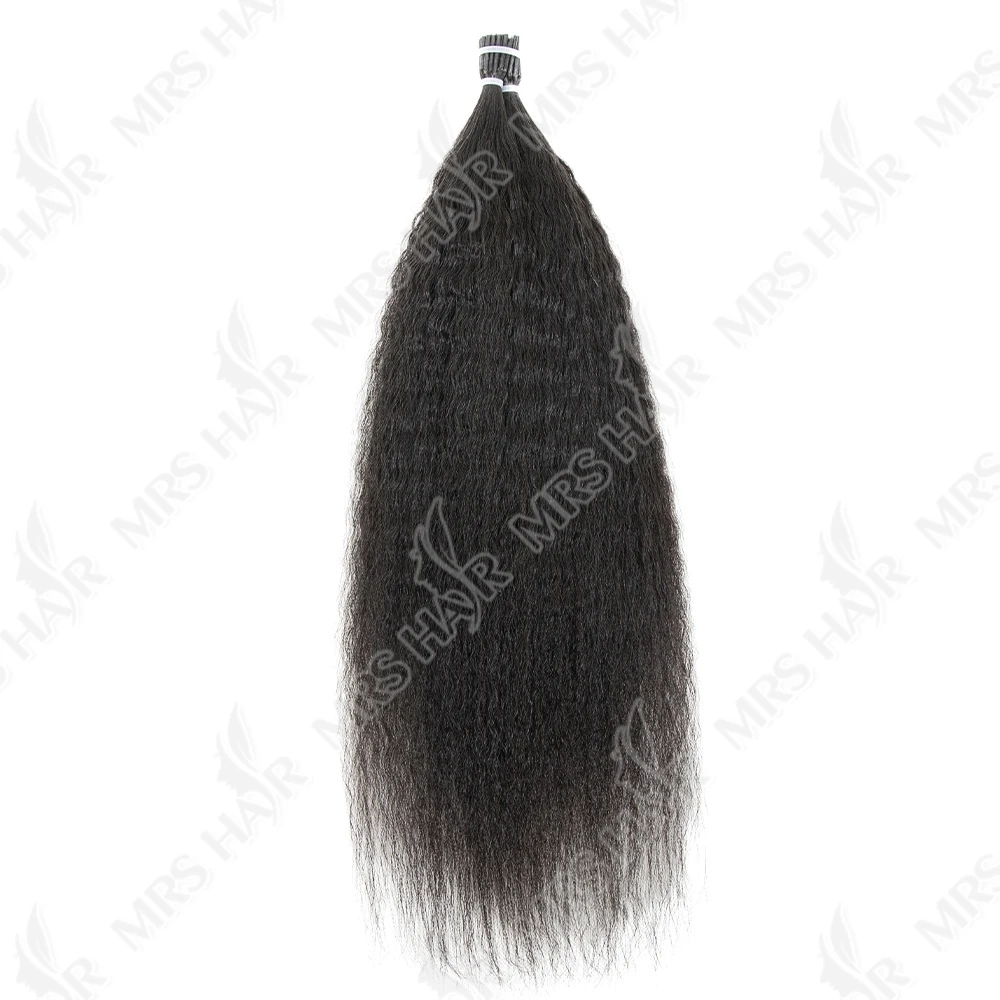 Kinky Straight I Tip estensioni dei capelli umani cuticole Remy Micro Link con perline gratuite 1.5cm 12 "-26" nave dal magazzino FR