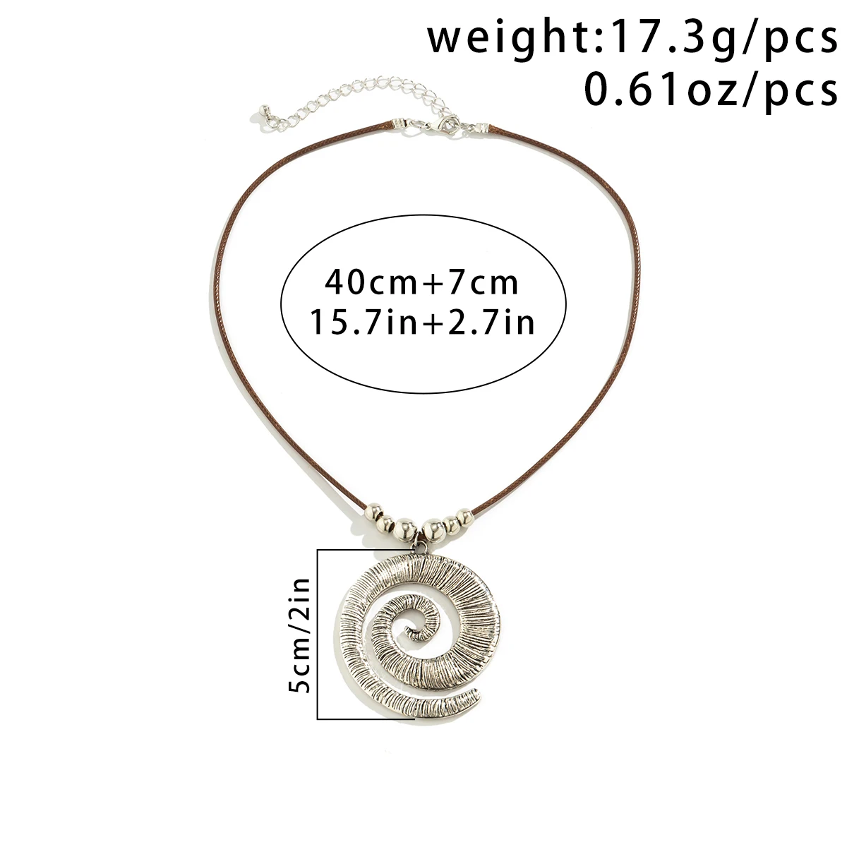 PuRui Steampunk Silver Color Large Spiral Pendant Women Necklace Wax Line Rope Chain Geometric Charm Choker Jewelry Collar Party