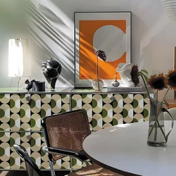 Mid-Century Modern Style Geometric Vintage Wallpaper, Peel and Stick Waterproof Wear-Resistant Removable Wall Stickers For Home