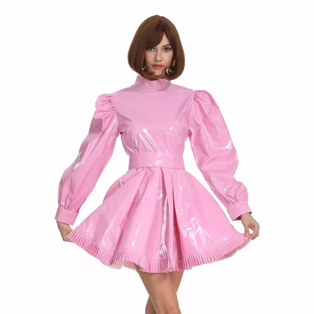 

Sissy Girl pink Pvc lockable dress French maid cosplay Costumes Tailor-made