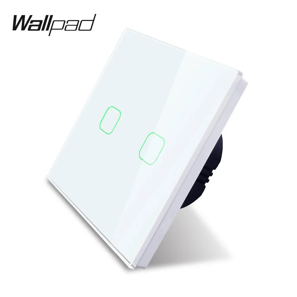 

Wallpad 2 Gang 2 Way Intermediate Smart Touch Switch 4 Colors Glass Panel for UK EU White Black Grey Gold K3 Series