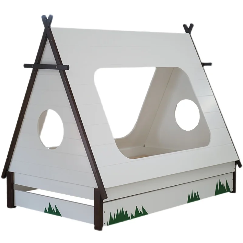 

Solid Wood Children's White Boy Tent Bed Multifunctional Bunk Bed